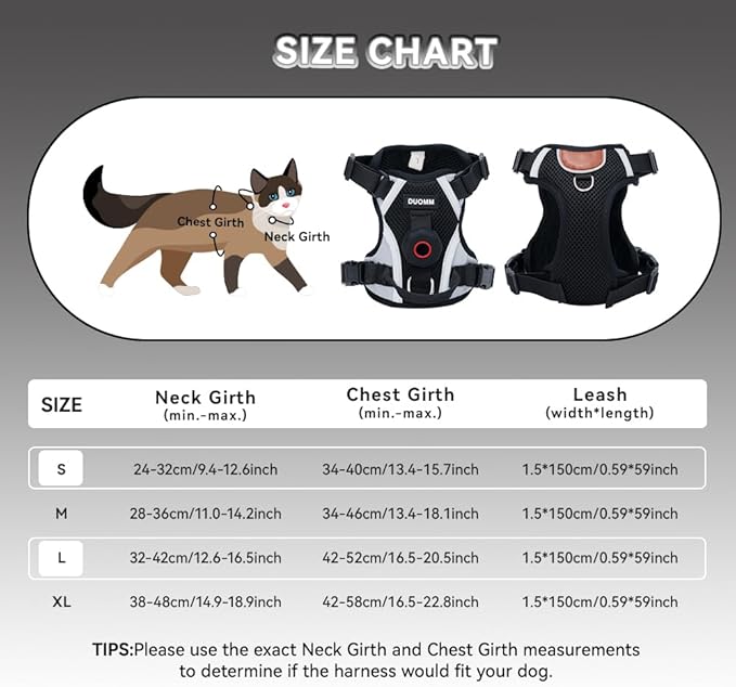 Harness Leash Set with AirTag Holder for Large Cat & Puppy, Upgraded Escape Proof Vest with Lead for Small Dog Outdoor Walking, Soft Breathable Mesh Jacket with Reflective Strip (Black, XL)