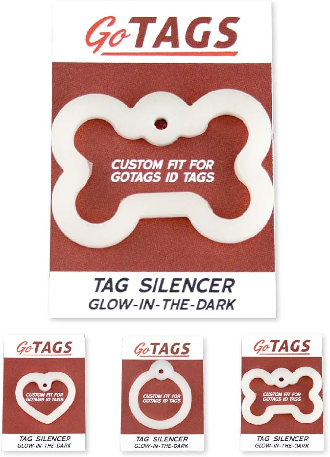 GoTags Dog Tag Silencers, Glow in The Dark Silencer to Quiet Noisy Pet Tags