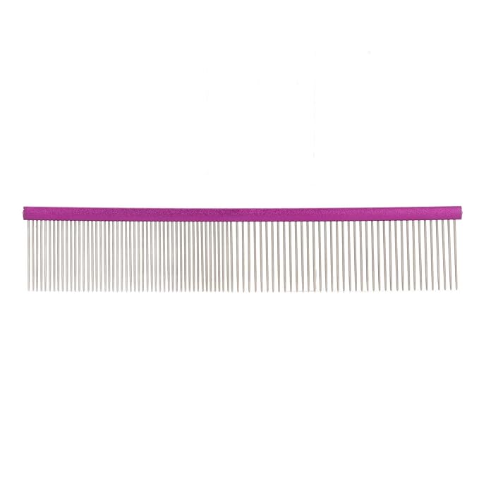 Greyhound Comb For Dogs, Metal Dog Comb Dog Combs with Rounded Ends Dog Comb Cat Comb For Removing and Knots Grooming Tool For Long Short Haired Dog (Purple 19cm/7.5in)