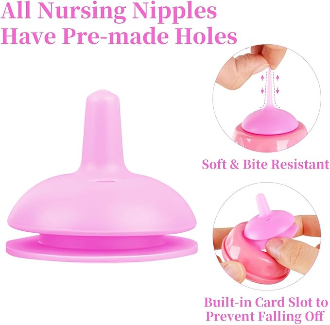 Pet Feeding Bottle and Syringes,60ml Nursing Bottle, 3 Sizes Nipples with Ventilation Valve Resistant Tearing Perfect for Puppies, Kittens, Small Wildlife (Pink)