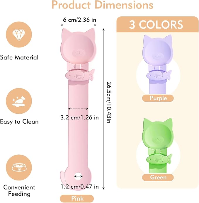 WRW 3 Pcs Cat Treat Spoon, Lickable Cat Treat Spoon Squeeze for Small Pets, Multi-Function Cats Treat Feeder for Licky Treats & Wet Food