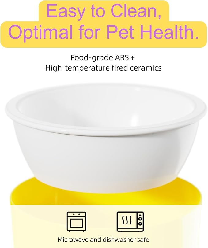 Elevated Raised Cat Pet Bowls - 15°Tilted 3 Heights Adjustable Indoor Cats Food Dish Stand, Cute Pet Water Feeder Ceramic Bowl, Neck Whisker Friendly & Anti-Vomiting Non Slip Kitten Puppy Supplies