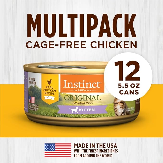 Instinct Original Kitten Wet Cat Food, Pate, Grain-Free - Real Chicken, 5.5 Ounce (Pack of 12)