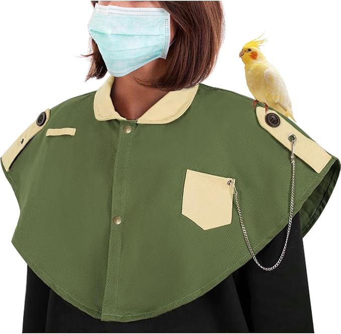 La La Pet Parrot Anti-Scratch Shoulder Protector Pet Bird Training Shoulder Cape Parrots Poop Shawl Diaper Flight Suits and Accessories for Macaws Cockatoos Parakeets Cockatiels Green