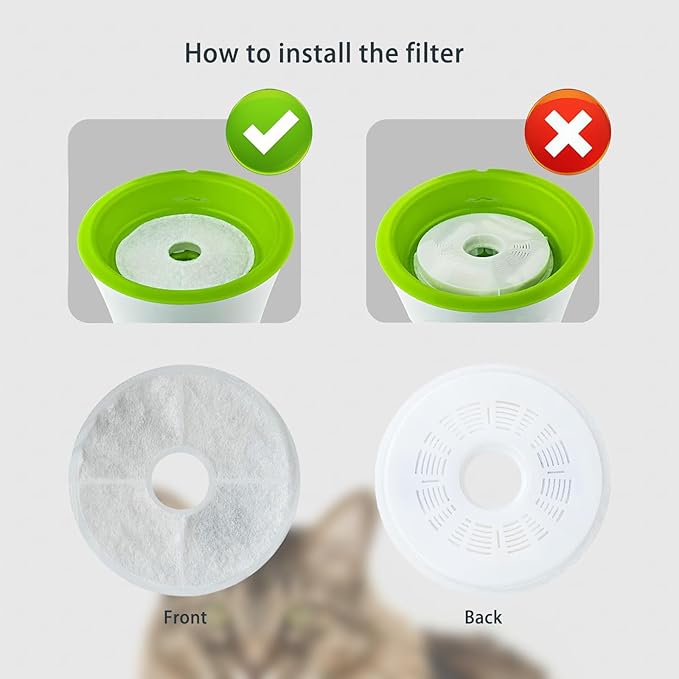 6 Pack Cat Water Fountain Filters for Catit, Triple Action Replacement Filters for Catit Flower Fountain and Catit Stainless Steel Fountain