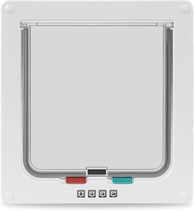 Cat Door- 4-Way Locking Option, Weatherproof & Secure Cat Flap with Easy Installation Kit for Interior/Exterior Doors and Walls (XL)