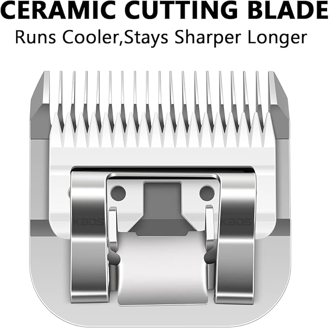 KBDS Detachable Ceramic Pet Clipper Blades,Compatible with Most Andis,Oster,Wahl A5 Clippers,Made of Ceramic Blade Cutter and Carbon Steel Blade,3/8'' Inch 9.5mm Cut Length, 4F Blade