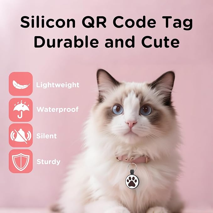 WhoseID QR Code Cat Tag, Modifiable Pet Online Profile, Multiple Emergency Contact, Scannable QR Code, Instant Location Email Alert (Medium to Large Breeds - 1.25", Black & Orange & Red & Green)