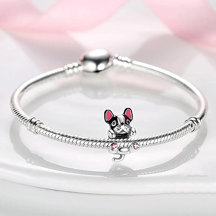 Pet Charm, Cute Dog Charm, Animal Dangle Charm, Sterling Silver Charm, Gift For Women, Friends, Wife, Mother, Christmas, and Halloween, Compatible With Pandora