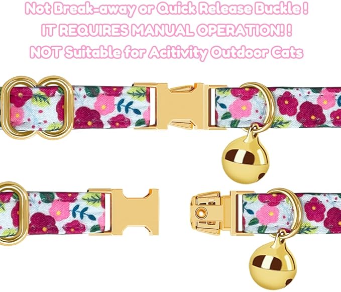 Personalized Cat Collar with Name Plate,Adjustable Tough Nylon Cat ID Collars with Bell,Customize Engraved Pet Name and Phone Number (Xmas Style)