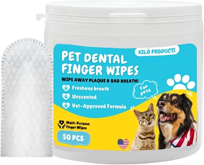 Pet Dental Finger Wipes – 50 Count