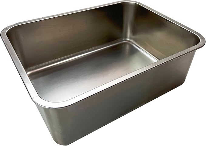 KUNWU Stainless Steel Sheet Pan 14"x10"x8", Rectangle Bakeware, Cake Pan Corrosion Resistant Easy Clean Durable (S (14"x10"), 8" Deep)