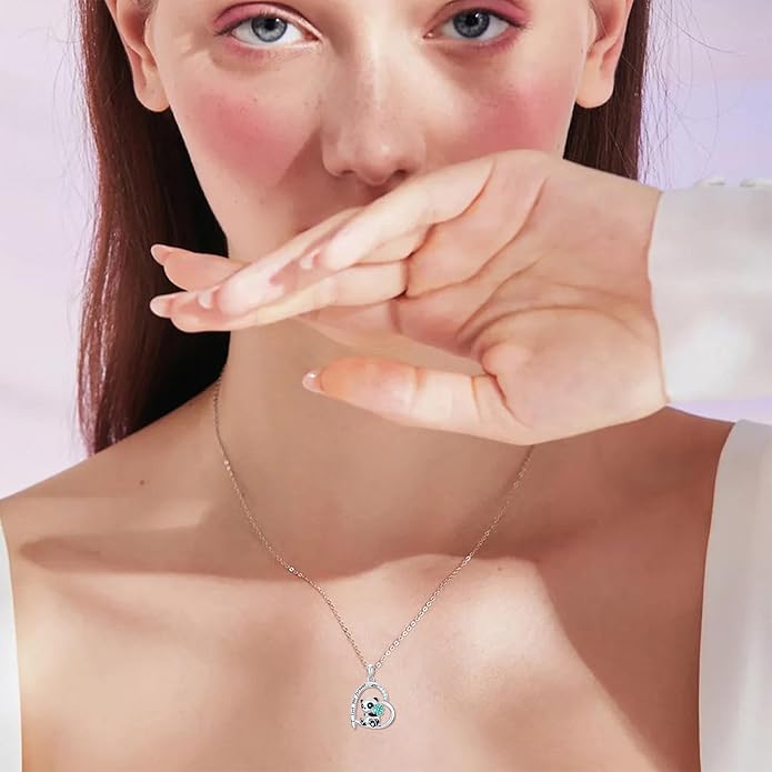 Guinea Pig/Raccoon/Butterfly/Panda/Hummingbird/Giraffe/Rabbit Necklace 925 Sterling Silver Animal Pendant Jewelry Gift for Women Mom