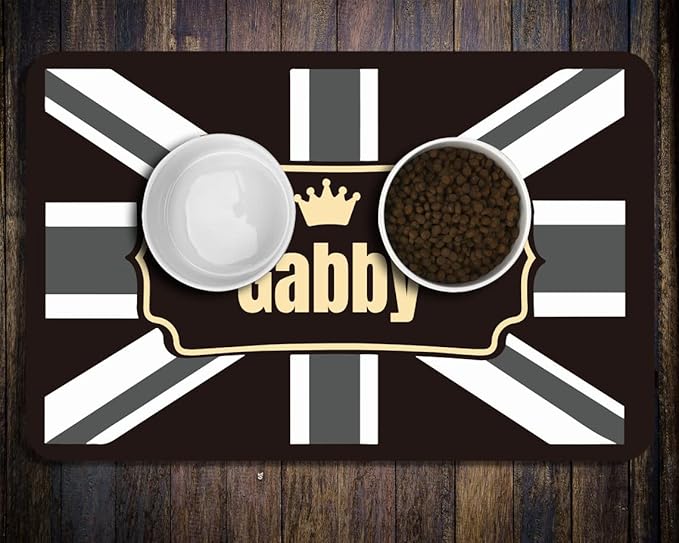 Personalized Cat & Dog Bowl Mat - Non-Slip, Waterproof, Custom Pet Food & Water Mat for Floors (England)