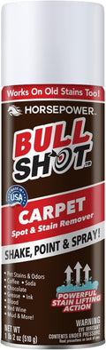 Horsepower Bull Shot Carpet Spot & Stain Remover, AS SEEN ON TV, Made In USA, Just Point & Spray, Stain-Lifting Foam-Action, Pet Stains & Odors, Coffee, Soda, Wine, Grease, New & Old Stains & More