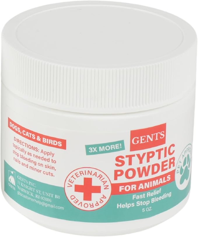 5 oz Styptic Powder for Dogs, Cats & Birds Stops Bleeding– Quick Blood Clotting for Nail Clipping, Minor Cuts, Tail Docking & Wing Clipping – Pet First Aid Hemostatic Powder with Sealed Top & Scoop