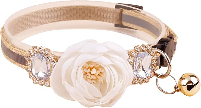 2 Pack Cat Collar Pink Floral with Bell and Removable Flower Bowtie Breakaway Adjustable Cat Collar for Girl Kitten Puppy Small Cats Dogs Daily Decoration (XQ9-4) (XQ9-4)