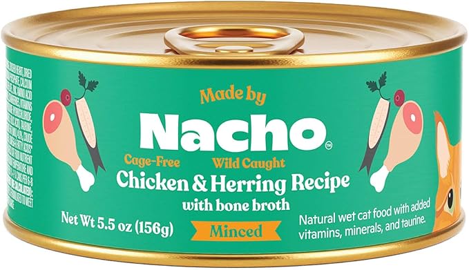 Made by Nacho Wild-Caught Chicken & Herring Recipe with Bone Broth Minced Wet Cat Food, 3-oz can, Case of 24