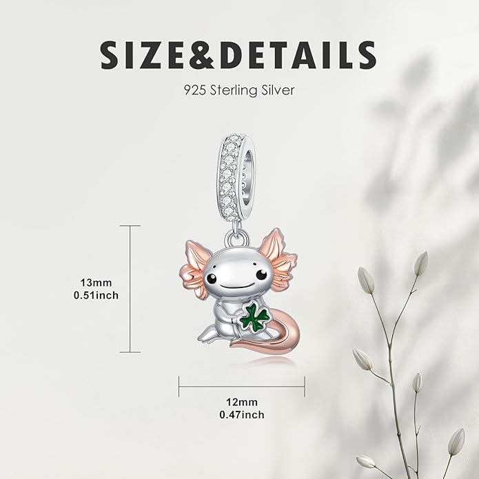 SIMONLY Animal Charms for Bracelets 925 Sterling Silver Highland Cow/Axolotl/Dragon/Dog/Cat Charms Animal Beads for Jewelry Making for Women Christmas Mothers Day Gifts