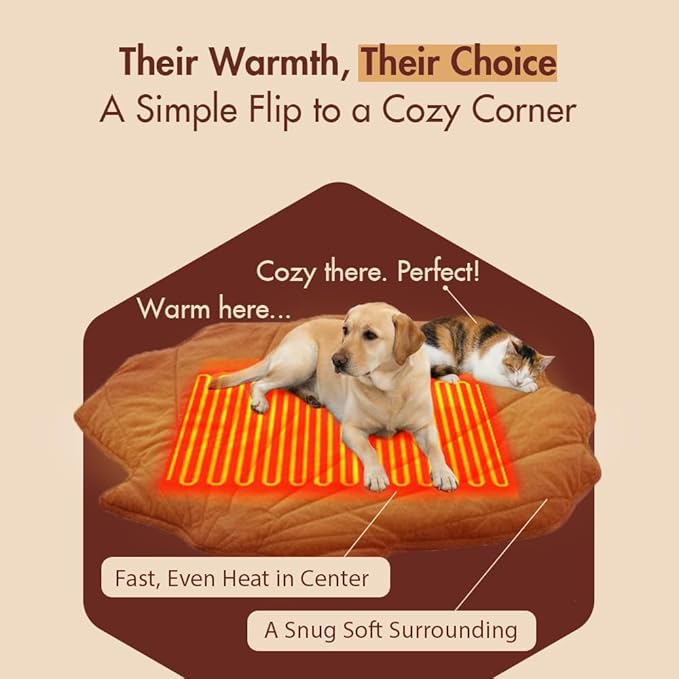 Large Dog Heating Pad Waterproof Electric Heated Pet Beds for Indoor Outdoor, Adjustable Temperature Heated Pet Beds, Washable Red Shall Shaped Cat Heating Pad Non Slip Bottom(47"X37")