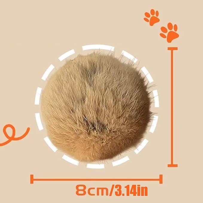 Rabbit Fur Ball Cat Toy, Rabbit Fur Balls for Cats, Furry Catnip Toy Ball Soft, Washable & Fun to Chase, for Bunny Kicks & Chase Games, for Indoor Exercise & Bonding (6PCS)