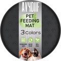 Pet Feeding Mats for Food and Water, Waterproof Anti-Slip Placemats for Dog Cat Bowl, 1 Pack Silicone Pet Food Mat, Dishwasher Safe 10.9 × 10.9 (1 Pack, Black)