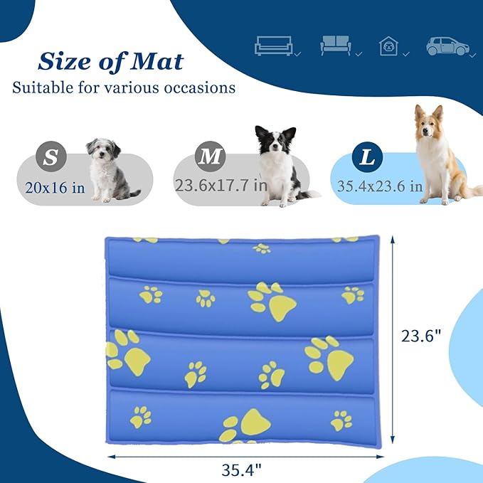 2025 Pet Cooling Mat for Dogs - 35.4"x23.6" Large Dog Cooling Pad, Non-Slip Kennel Bed Mats for Summer, Washable Cool Pet Mat for Cats/Dogs