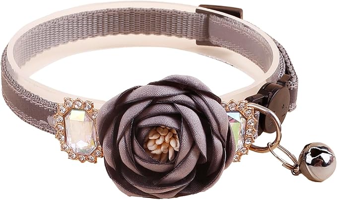 2 Pack Cat Collar Pink Floral with Bell and Removable Flower Bowtie Breakaway Adjustable Cat Collar for Girl Kitten Puppy Small Cats Dogs Daily Decoration (XQ9-4) (XQ9-2)