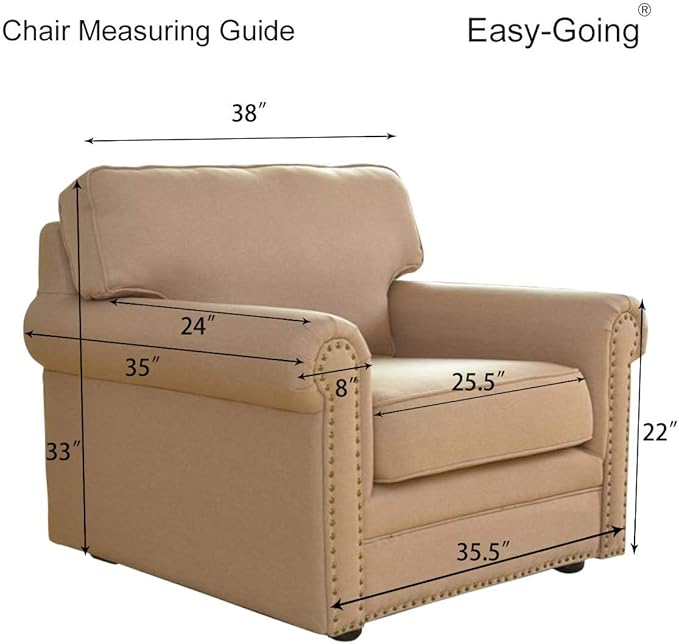 Easy-Going Chair Sofa Slipcover Reversible Sofa Cover Water Resistant Couch Cover Furniture Protector Cover with Elastic Straps for Pets Kids Children Dog Cat (Chair, Beige/Beige)