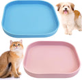 Fhiny 2PCS Silicone Cat Bowls Set 7.1 x 7.1 in Shallow Dog Dish Whisker Friendly Cat Food Plate for Dry & Wet Food Dishwasher Safe Non-Slip Pet Feeding Bowls for Kittens and Puppies (Pink+Blue)