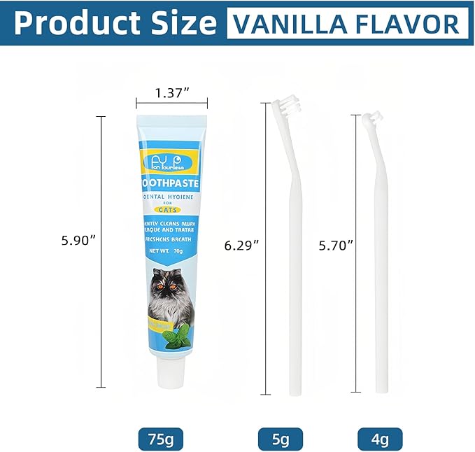 HOP Cat Toothbrush,Dental Care Kit of 2 Micro Head Toothbrushes and Toothpaste, Soft Bristles for Small Dogs and Cats,Daily Oral Cleaning and Freshen Breath