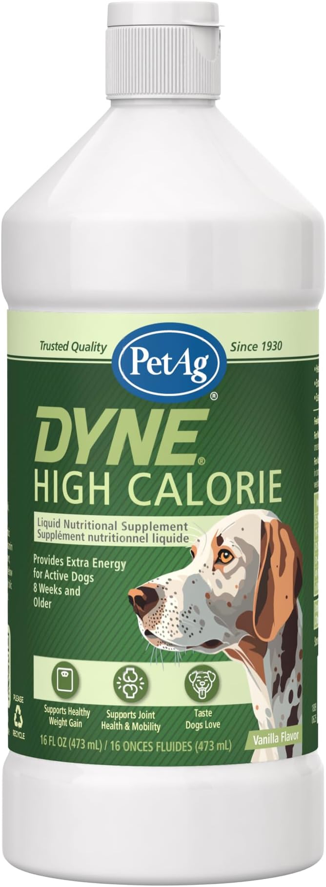 PetAg Dyne High Calorie Liquid Nutritional Supplement for Dogs & Puppies 8 Weeks and Older - 16 oz - Supports Performance and Endurance - Sweet Vanilla Flavor