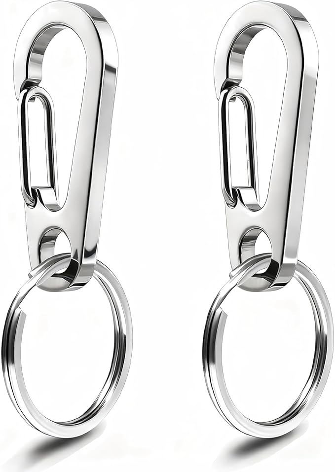 Dog Tag Clips / 2 Pack/Multiple Size 304 Stainless Steel Quick Clip with Rings/Easy Change Dog Cat ID Tag Holder for Small pet Collars and Harnesses.(2 Large Silver)