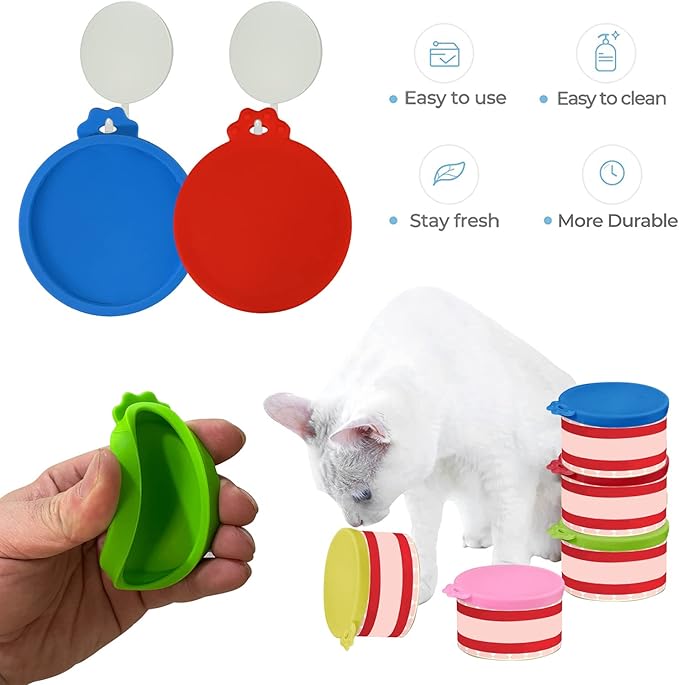 4 Pcs Food Can Lids Pet Can Covers, Silicone Small Pet Food Can Lids Covers for 3 oz 2.5 oz Cat Food Cans.