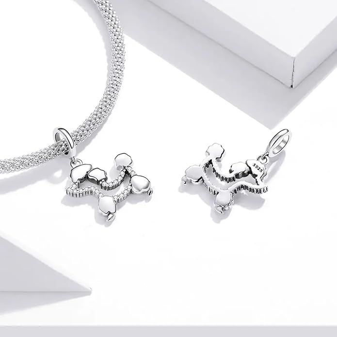 Pet Charm, Cute Dog Charm, Animal Dangle Charm, Sterling Silver Charm, Gift For Women, Friends, Wife, Mother, Christmas, and Halloween, Compatible With Pandora