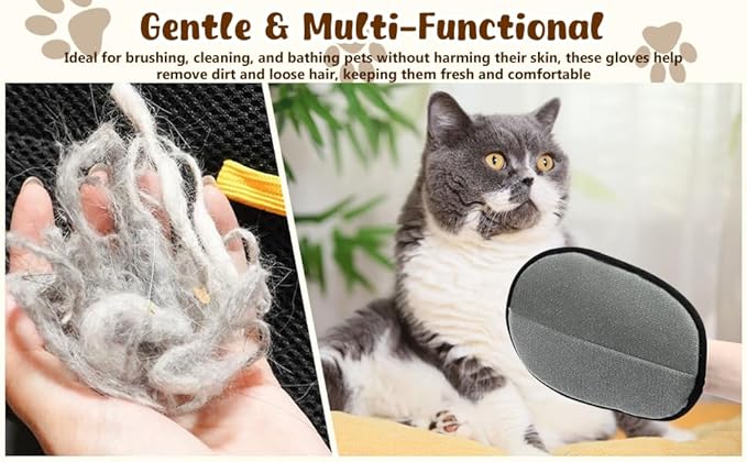 2 Pcs Pet Hair Removal Glove for Cats & Dogs: 2025-Clean Fast, Live Fur-Free. Electrostatic.