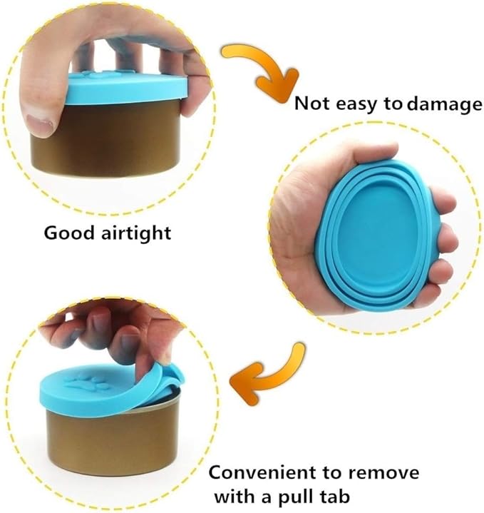 SLSON 4 Pack Pet Food Can Cover Set, Universal Silicone Cat & Dog Food Can Lids Fitting 3 Standard Sizes