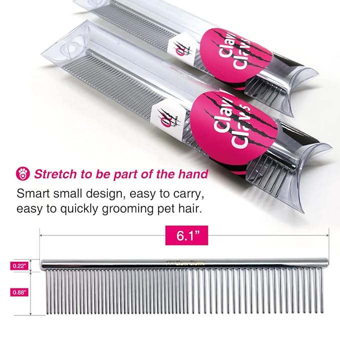 Cat Combs with Rounded Teeth, Removing Tangles and Knots, Quality Chrome Plated Thinner Round Spine Comb, Great Hand Feel and is NOT Easy to Rust, Exquisite and easy to carry