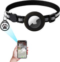 Airtag Cat Collar Breakaway With Apple Air Tag Holder, QR Code, Bell, ID Tag for Girl Boy Kitten - Reflective, Personalized Real-time Scan Alerts (Black)