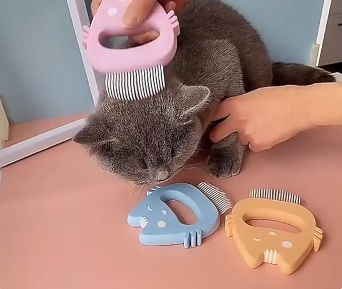TopMed ETS Soft Deshedding Brush Proven Grooming Tools For Dogs Cats and Other Animals Removal Massaging Shell Comb Grooming and Shedding Matted Fur Remover (BLUE)