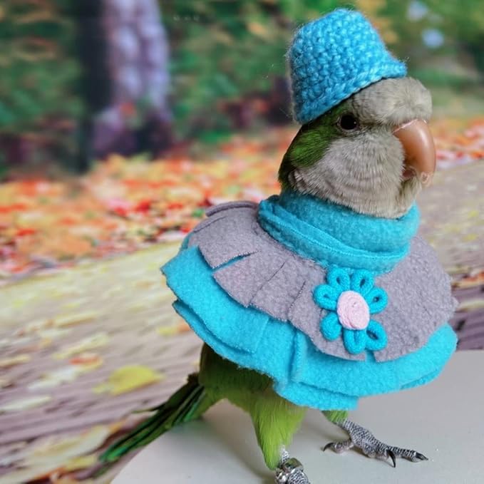 Bird Collar Anti Bite Elizabethan Recovery Cone, Bird Neck Protector for Feather Plucking, Bird Neckwear Full Body Shield, Bird Outdoors Windproof Cape Color Randomly (Green-cheeked Conure)