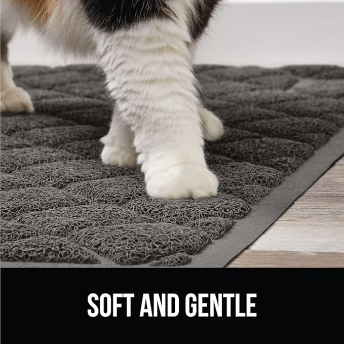 GORILLA GRIP Cat Litter Box Mat, 40x28, Water Resistant, US Designed Kitty Litter Trapping Mats, Easy to Clean, Scatter Control, Less Mess and Clean Floors, Kitten Supplies for Indoor Cats, Dark Gray