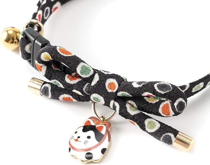 Necoichi Zen Hariko Charm Cat Collar (Black)