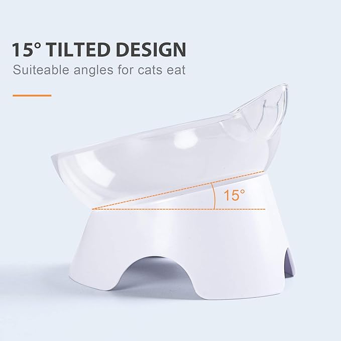 MILIFUN Anti Spill Tilted Cat Food Bowls, Whisker Fatigue Elevated Bowls Set for Cat and Puppy, Pet Bowl Holds About 1 Cup of Pet Food