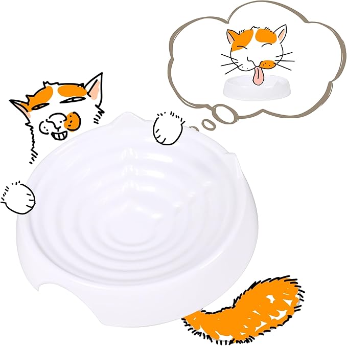 Whisker-Friendly Cat Food Bowl, Melamine Shallow & Wide Cat Bowl for Indoor Cats,Relieves Whisker Fatigue,Non-Slip Cat Dish for Wet and Dry Food (White, 6.3")