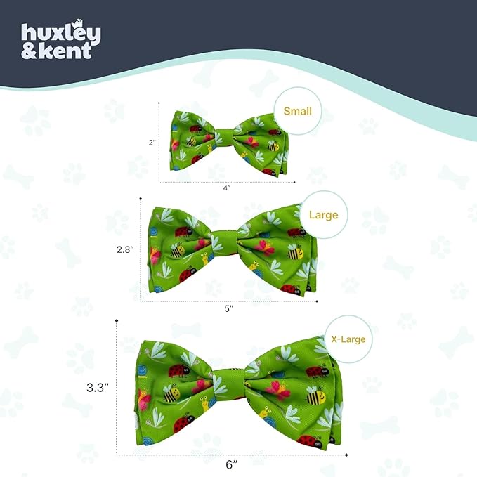 Huxley & Kent Pet Bow Tie for Dogs & Cats - Spring Theme Adjustable Hook & Loop Collar Accessory - Cute & Comfortable for Holidays & Celebrations - Garden Party, Extra-Large