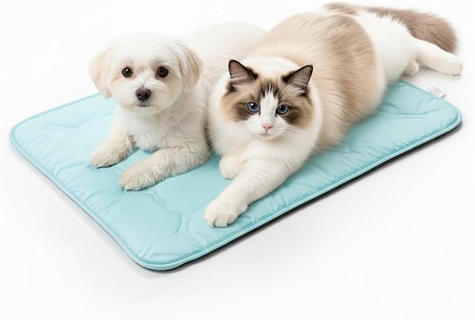 Cooling Pet Mat – 41x28.5 Dog or Cat Cool & Comfy, Soft Breathable Self-Cooling Pad, Pet-Safe, Durable, Perfect for Hot Weather, Naps, Crates, Cars, Couch, Washable, Take Anywhere, Blue
