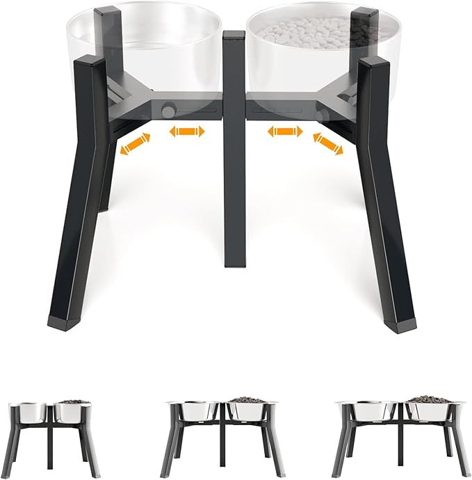 Elevated Dog Bowl Stand for Large Dogs, Adjustable Width 7-10.6", Raised Dog Food Water Holder, 2-in-1 Design, Bowl Not Included
