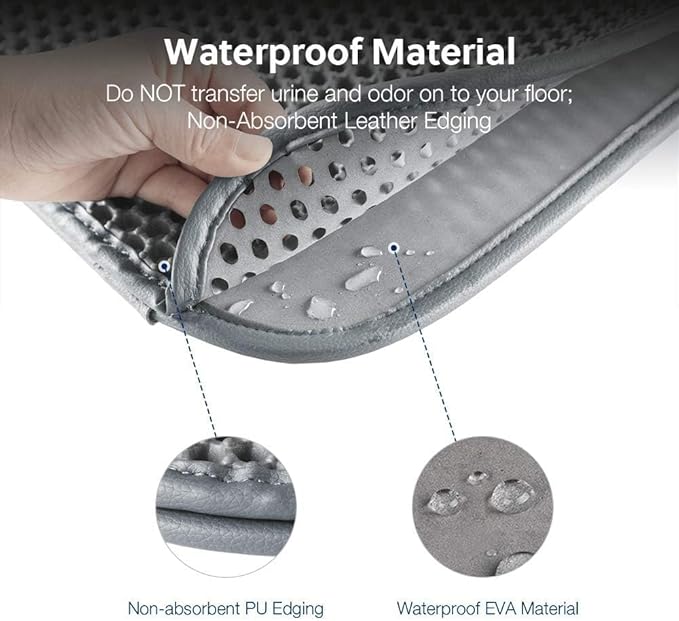 WePet Cat Litter Mat, Kitty Litter Trapping Mat, Honeycomb Double Layer Mats, No Phthalate, Urine Waterproof, Easy Clean, Scatter Control, Catcher Litter Tray Box Rug Carpet