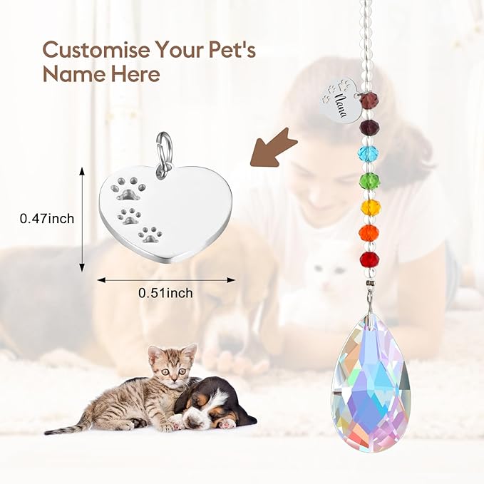 free-space Rainbow Bridge Pets Personalized Crystal Light Catcher Cat/Dog Keepsake Pet Loss Sympathy Gift (Water Drop 1)